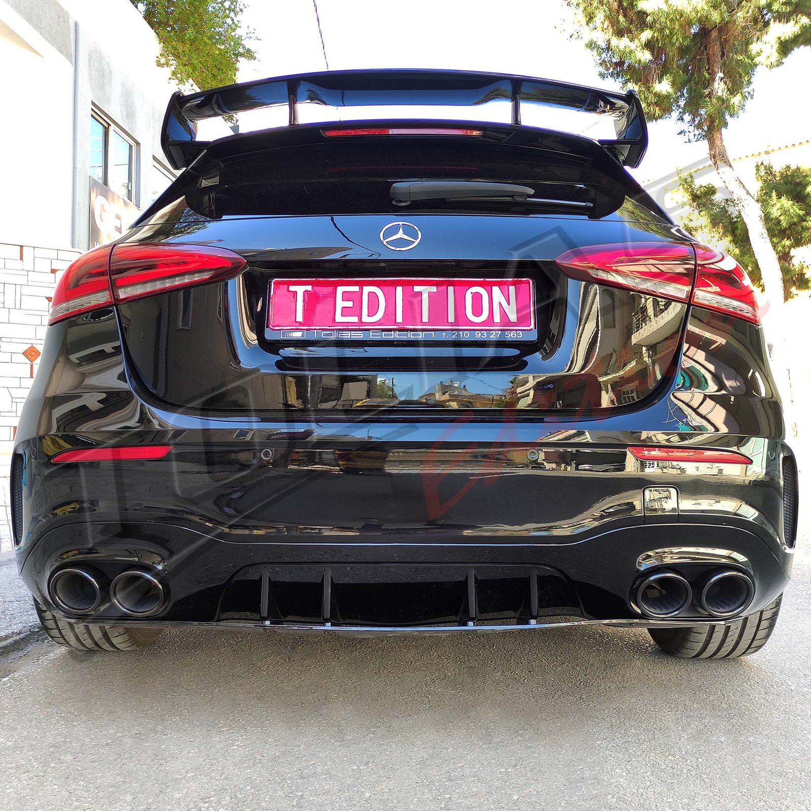 Gloss Black Rear Canards Fins For Mercedes A-Class W177 AMG A45 A45s 2019+
